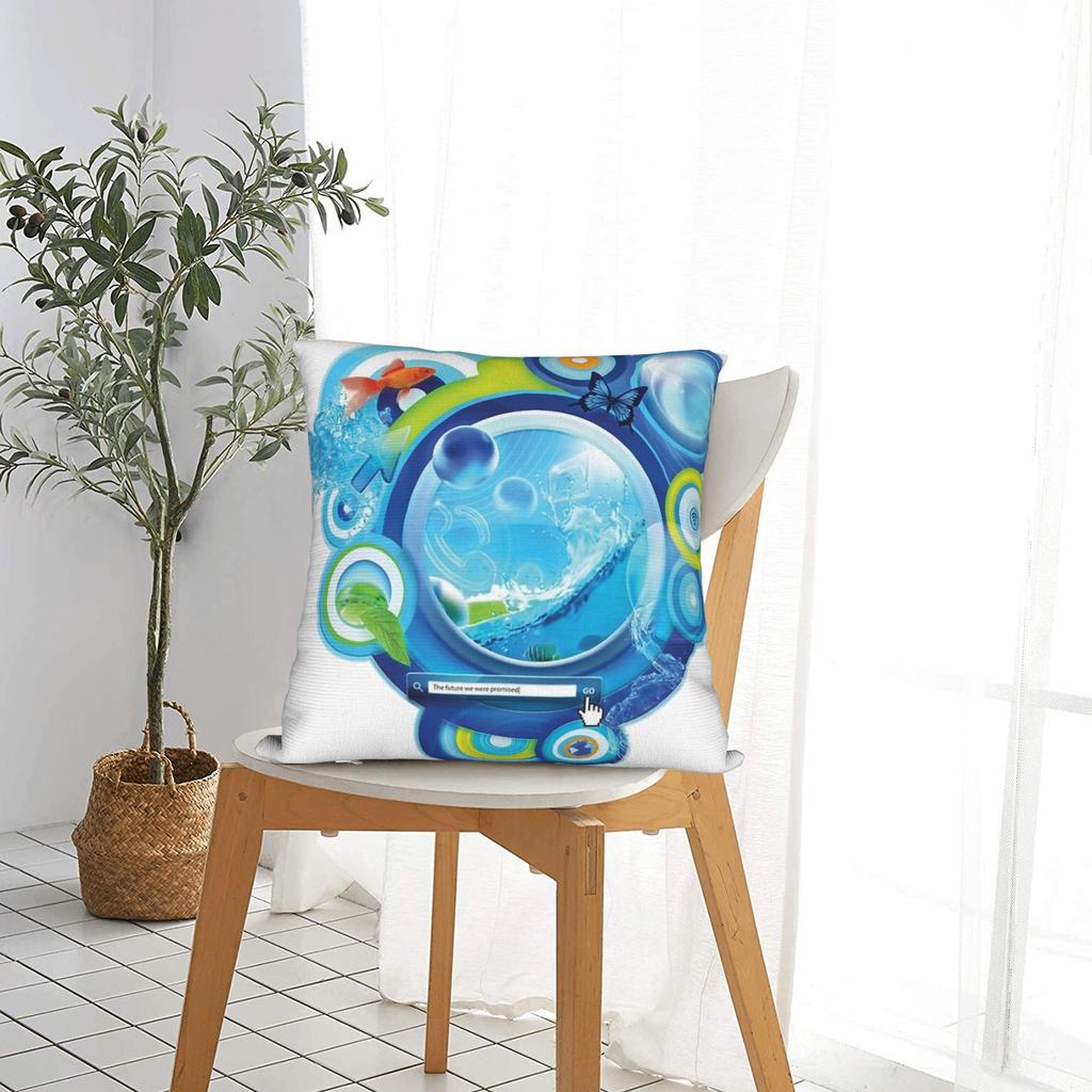 Frutiger Aero Maximalism Square Pillow Case Cushion Covers Vintage Polyester Decorative Pillowcase for Car 45*45cm