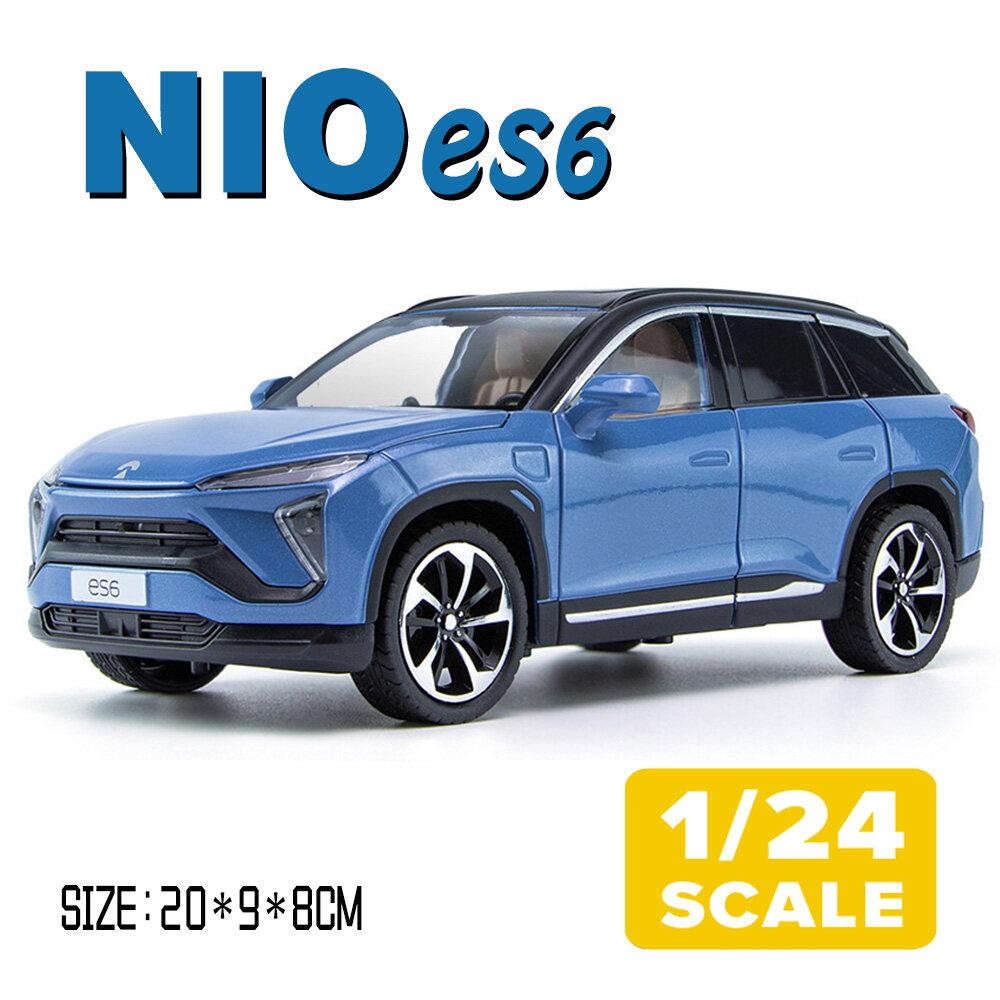 

Металлическая модель автомобиля в масштабе 1/24 со светом и звуком, дизельный автомобиль Nio ES6, серия игрушек из сплава, чистый электрический внедорожник 1/24-Size:20*10*7.5cm синий