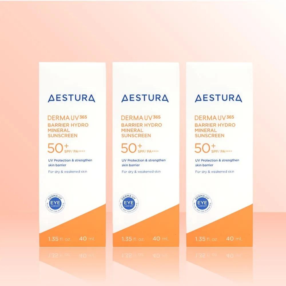 Aestura Derma UV365 Минеральный солнцезащитный крем с барьерным увлажнением 40 мл (SPF50 +) x 3