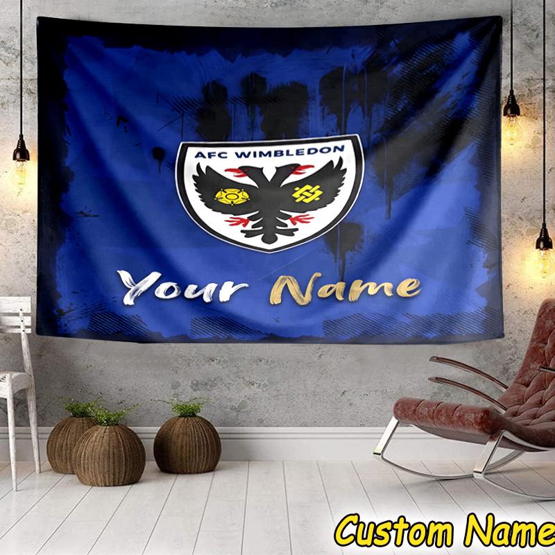 Custom Name Afc Wimbledon Crest Tapestry Room Decoration Wall Hanging for Living Room Bedroom, dormitory, Birthday and Christmas gifts