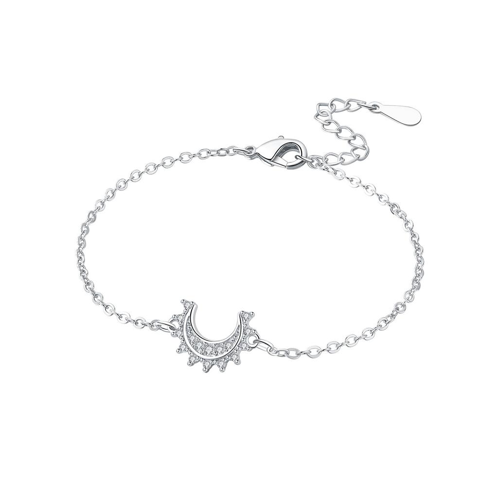 925 Silver Butterfly Moon Star Stone Bracelet Minimalist Jewelry