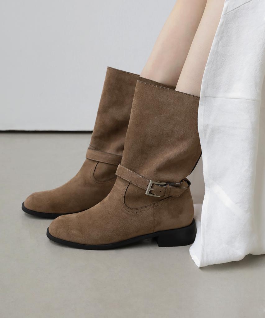 Sappun Trina Buckle Strap Mid-Calf Boots (3.5Cm)