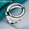 925 Sterling Silver Oval Adjustable Ring Charm Jewelry MR052