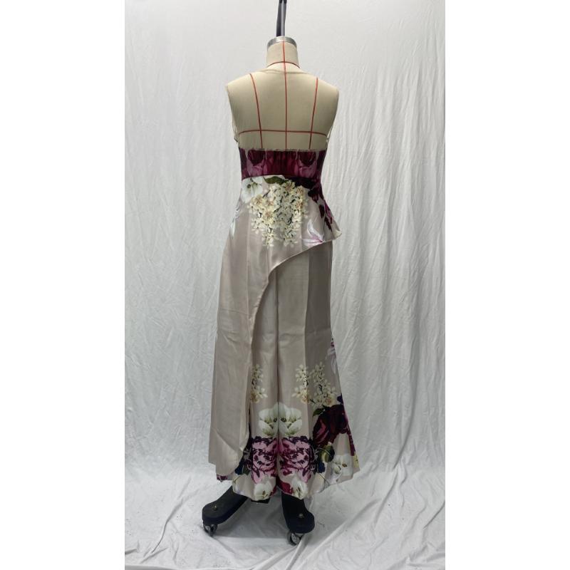 Women Sleeveless Sheer Illusion Neck Floral Embroidery Satin Peplum Mermaid Maxi Dress Elegant Evening Cocktail Prom Wedding Guest Formal Party Gown