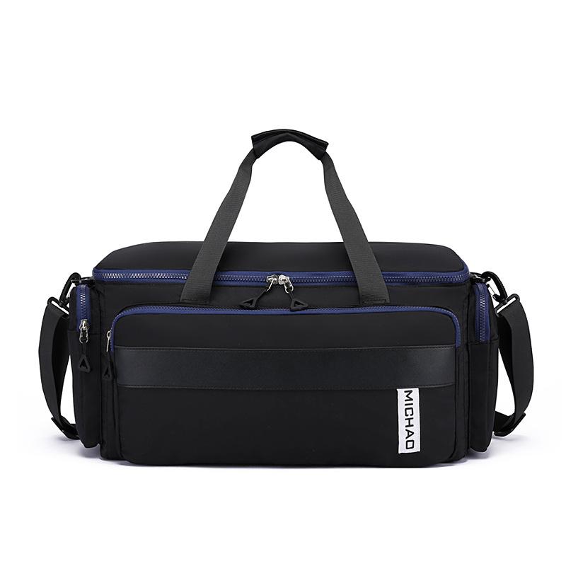 

Контрастный цвет, большая вместительная сумка для багажа из ткани Оксфорд, дорожная сумка для хранения с разделением на сухие и влажные вещи 52*23*25cm чёрный