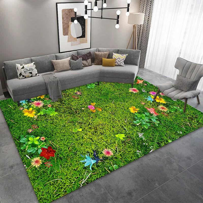 Peacock 3D Printing Carpet Living Room Coffee Table Floor Mat Bedroom Bedside Mats Corridor Anti-slip Decorative Rug Floor Mat