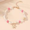 Trendige blaue Reiskorn-Kettenarmbänder für Damen Böhmisches Seestern-Muschel-Armband Sommer Strand Einfacher Schmuck Geschenke