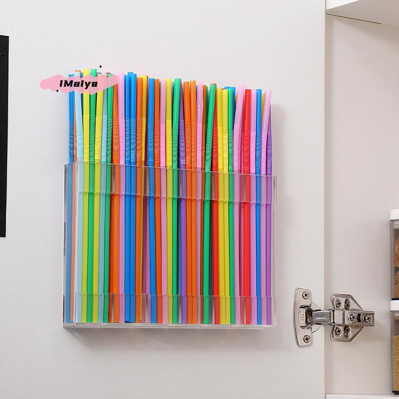 M-5/6 Grids Reusable Straw Holder Kitchen Countertop Storage Rack with Strong Double-Sided Tape for Countertops & Cabinet