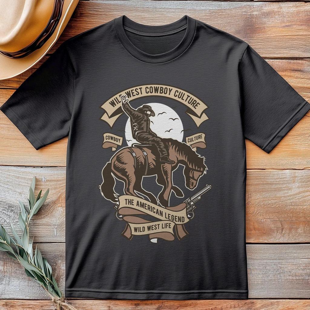 Wild West Cowboy TShirt Motorbike and Petrol Head Mens Tracksuit Summer Casual Sportswear Shortsleeved Cotton Pullover Tops