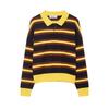 2025 European Autumn Women's Yellow Striped Lapel Knitwear