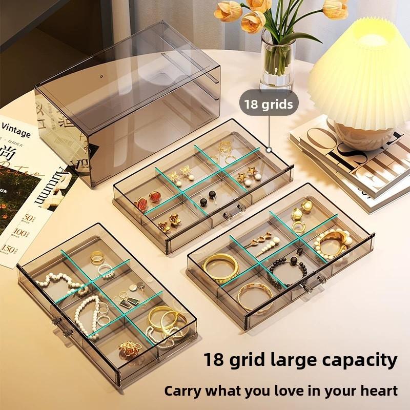 Jewelry storage box Large capacity earrings Earrings Necklace Earrings Bracelet Jewelry box Exquisite beaded finishing box Transparent