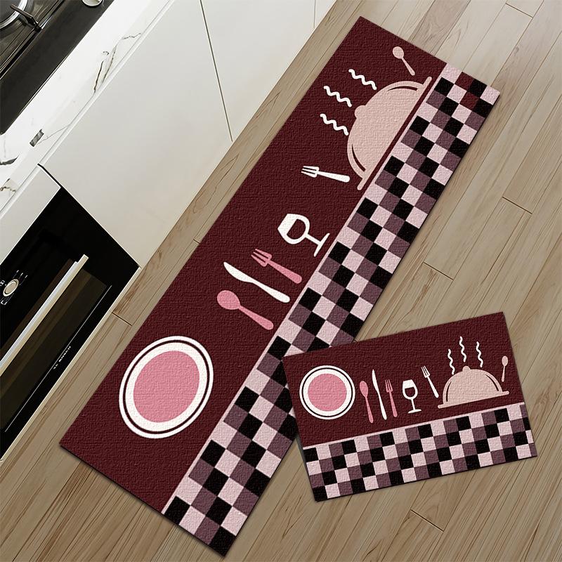 Crystal Velvet Kitchen Mat, Floor Mat, Oil-proof, Water-proof, Anti-slip and Dirt-resistant Entrance Door Mat