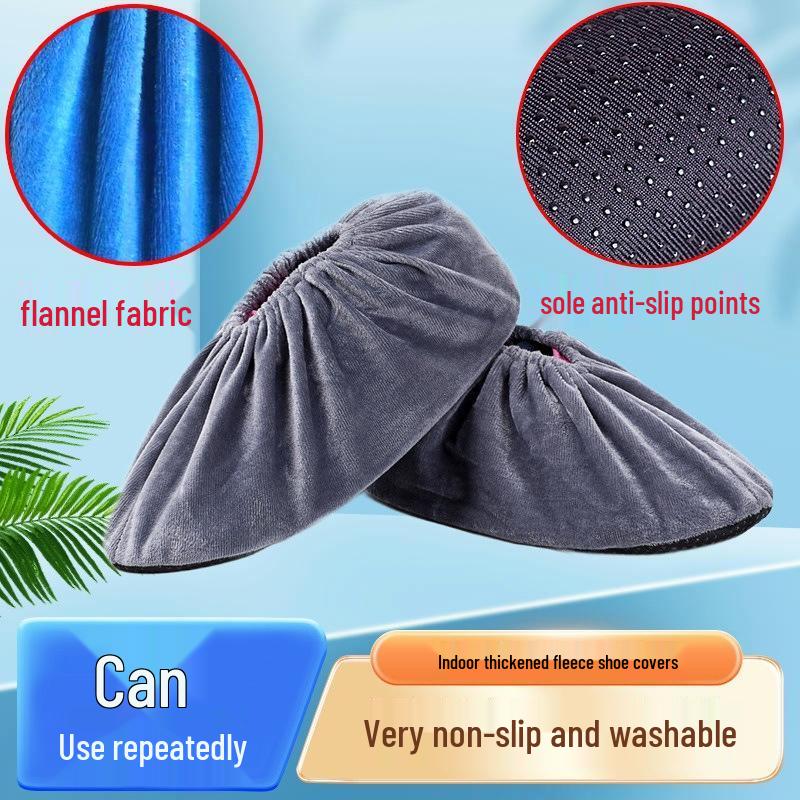 JINGRUIXIANG Thickened Velvet Non-Slip Indoor Shoe Covers
