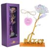 Transparent Rose Flower with LoveShaped Display Stand Craft Collection Purple Packing Box