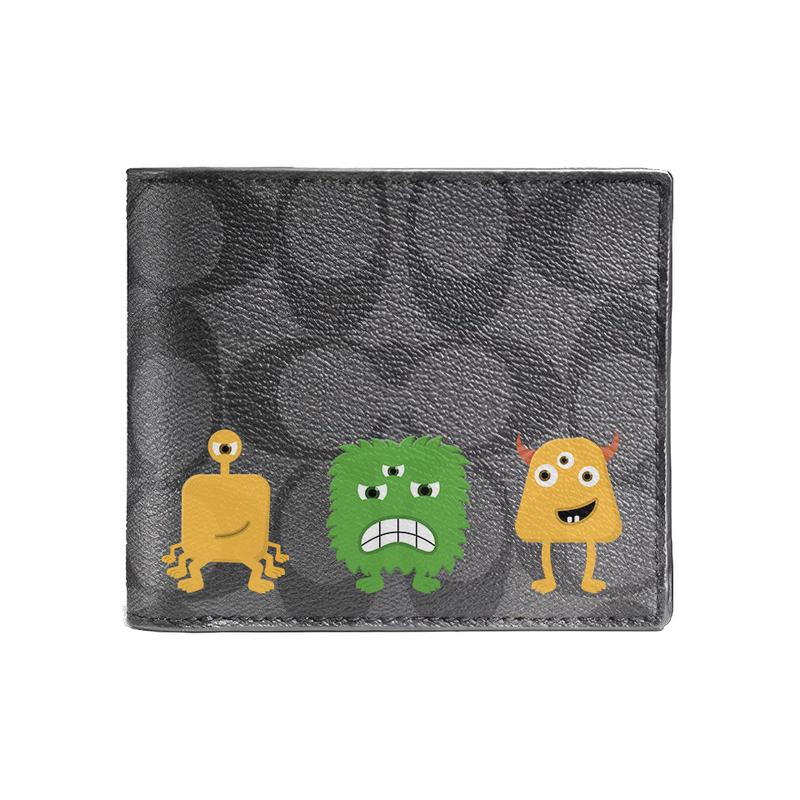 

COACH wallet [Customized bag] 3 IN 1 Made of Magnolia Relief Printed Short Three-in-One Same Style for Men and Women Couples Black Monster League чорний