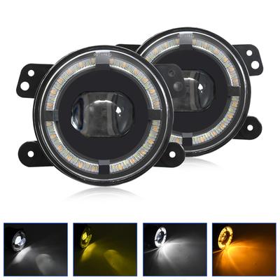 Sestava 4palcového LED mlhového světla 200W 20000LM 6000K Kruhové pracovní světlo Bílá DRL Žlutá Směrovka