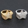 Popular New Hip Hop Rock Five Star Rings Men Luxury Rhinestones Zircon Pentagram Rings Women Wedding Party  Whole Sale