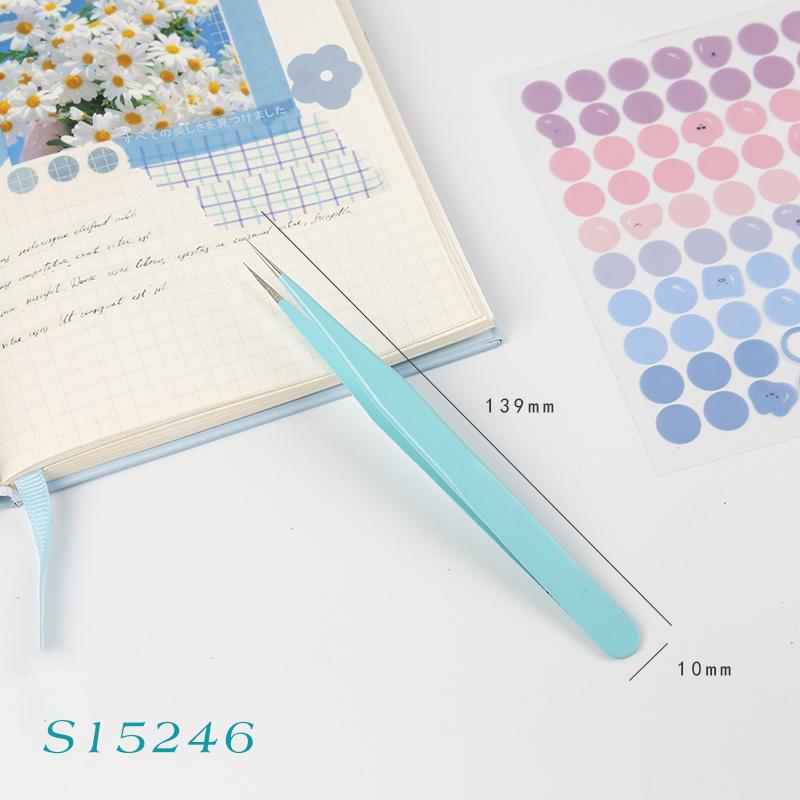 Mr.paper 8 Styles Candy Color Multifunctional Tweezers Creative Small Fresh Stainless Steel High Elastic Hand Account Clip