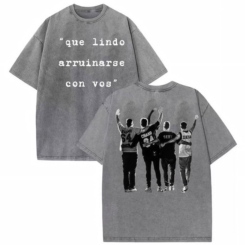 Rock Band Tan Bionica Chano  Graphic T Shirt Men Women Harajuku Streetwear Tshirt  Cotton Oversized Vintage Washed Tshirt