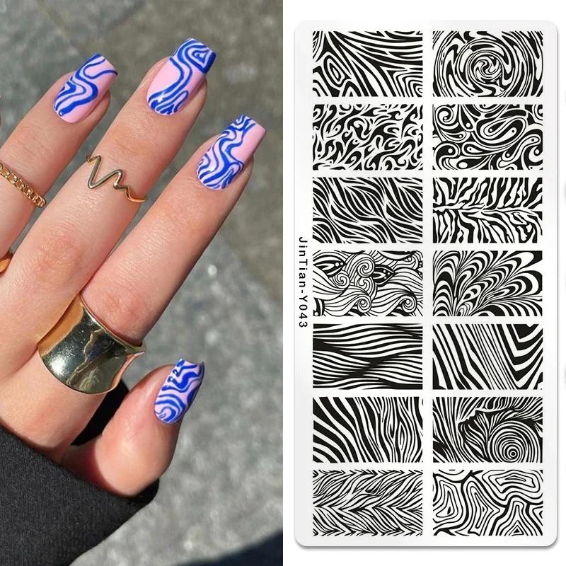Nagelstempelplatten mit Schlangen- und Leoparden-Motiv, englische Buchstaben, Liebe, Herz, Blätter, Blumen, Design, Druckplatten, Nagelkunst, Schablone, Stempelwerkzeug
