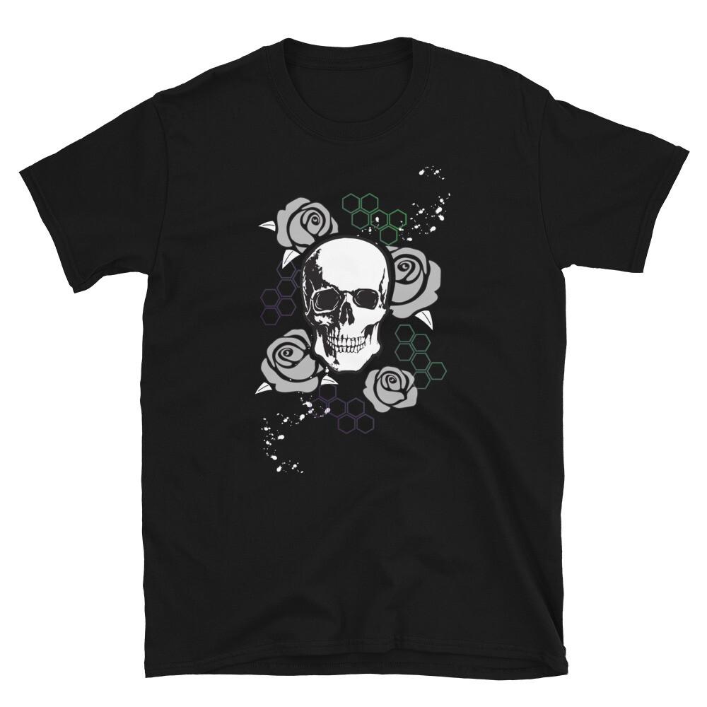 New Graphic T-Shirt Skull and Roses Geometric S