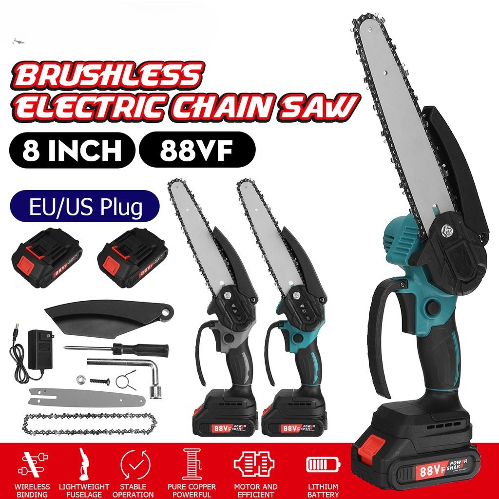 8Inch 88VF Brushless Electric Chain Saw Mini Chainsaw Rechargeable Wood Cutter Pruning Garden Power Tool For Battery