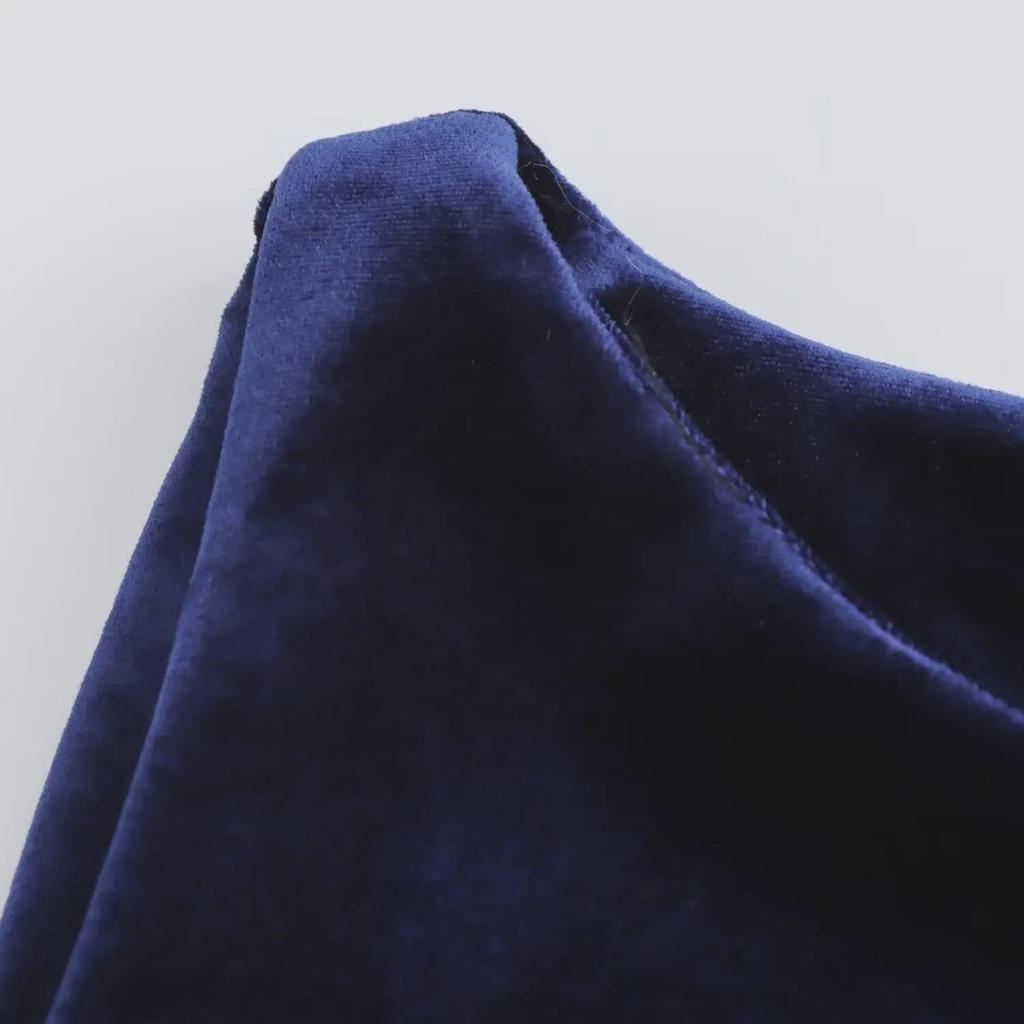 Velvet Bow-Decorated Sleeveless Slim Dress - European & American Style 9388072