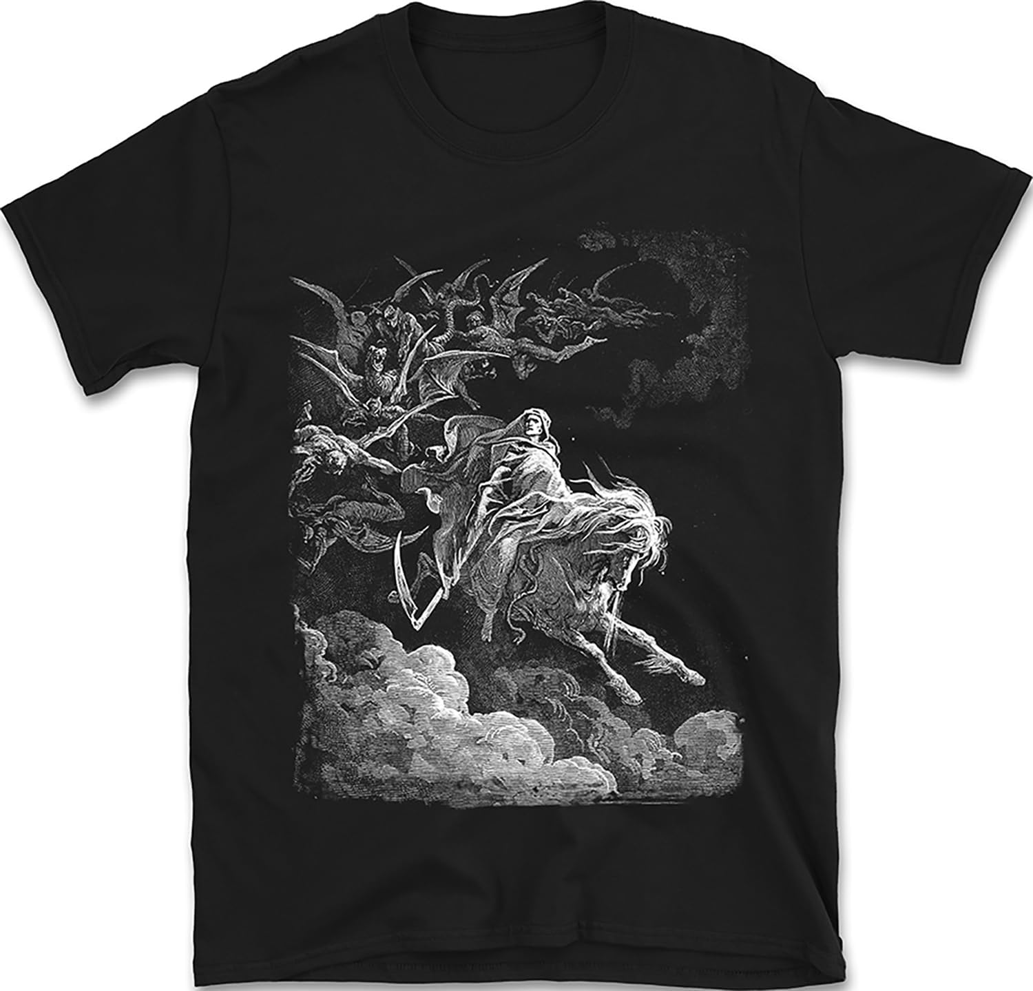 

The Vision of Death by Gustave Dore T-Shirt | La Grande Bible de Tours 19th Century Masterpiece Tee S разноцветный