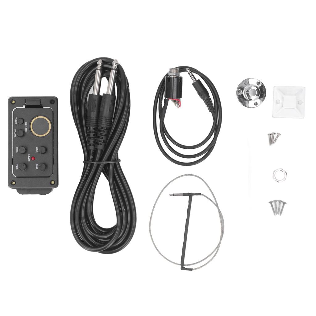 4 Band EQ Equalizer Preamp Amplifier Piezo Pickup Tuner Acoustic Guitar Equalizer with LCD Display S