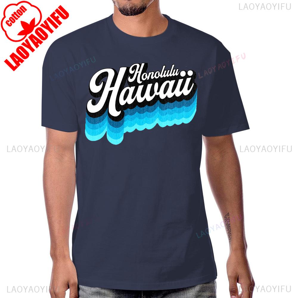 Summer Style Casual Cotton OAHU Honolulu HAWAII Tshirt Streetwear Short Sleeve Man Tshirt Harajuku Hip Hop Breathe Comfort Tees