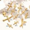 European & American Style Vintage Cross Necklace with Small Scissors Pendant - 18K Gold Plated Titanium Steel