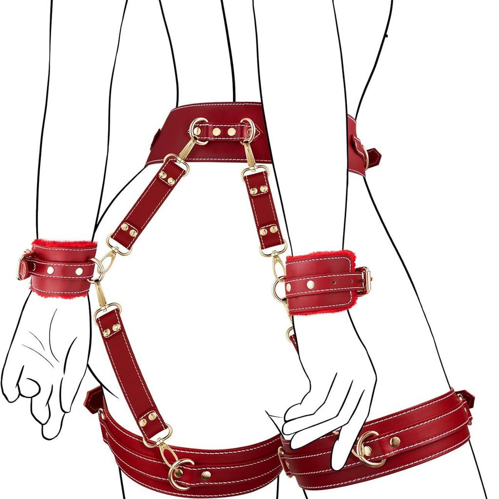 Bondage Handcuffs Thigh Cuff Sex Toy Set Sexy Adult Female Open Leg Hand Restraint Sextoy Kits Eye Patch Waist Strap System