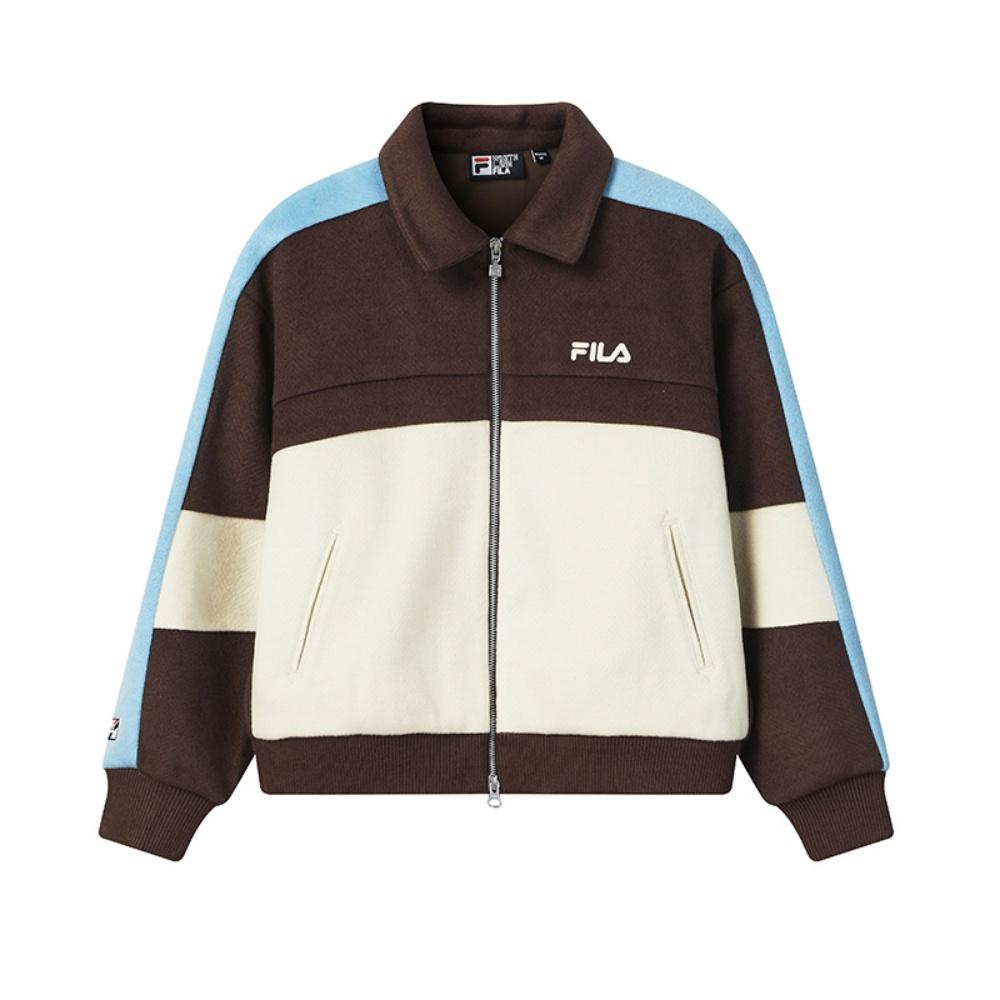 Fila Original Fashion Classic Retro Sports Casual Versatile Comfortable Color Block Loose Texture Knitted Wool Jacket Women Jackets F11W619512FBN
