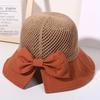 Summer Hats For Women Knitted Breathable Foldable Sun Hat With Bow Sun Protection Sunshade Korean Beach Hat Cap Travel New