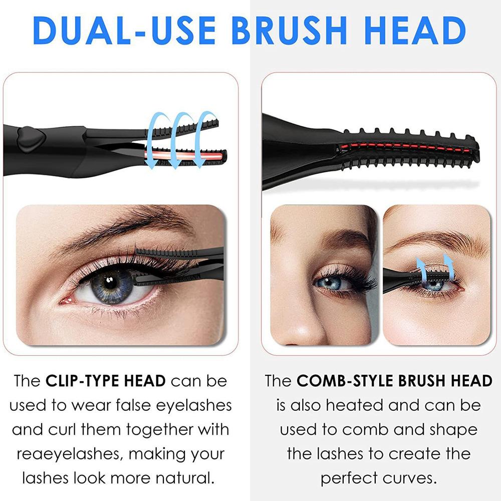 Electric Heated Eyelash Curler Portable Eyelash Curling Device Quick Heating Lash Curling Comb Clip Long-lasting Makeup Tools