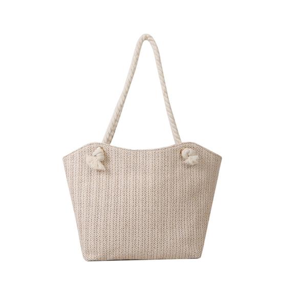 Women Straw Shoulder Bag Large Capacity Tote Bag Zipper Closure Casual Beach Bag for Daily Outings Travel Vacation Work