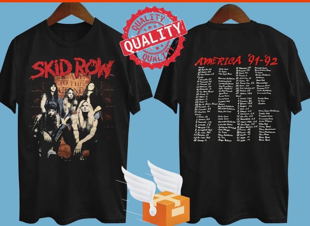Skid Row 1992 Tour 2 Side Black TShirt All Size Unisex T-Shirt M