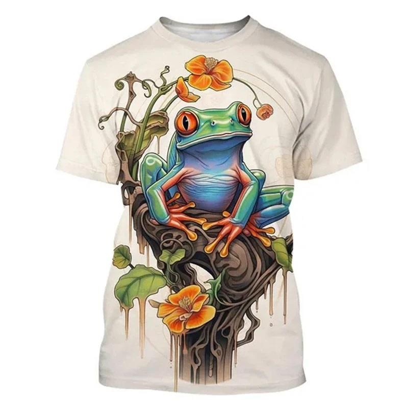Cartoon Tree Frog Graphic T-Shirt For Men Funny Animal 3D Printed T Shirts Summer Fashion Casual Round Neck Tees Short Sleeves