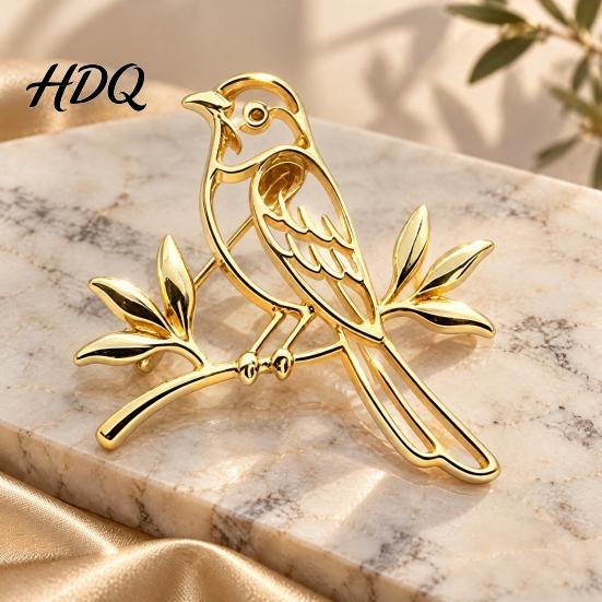 Artistic Flower Brooches Hollow Metal Bird Brooch Golden Silver Plated Lapel Accessories Pin Decorative Accessory for Suits Coats Dresses Bags