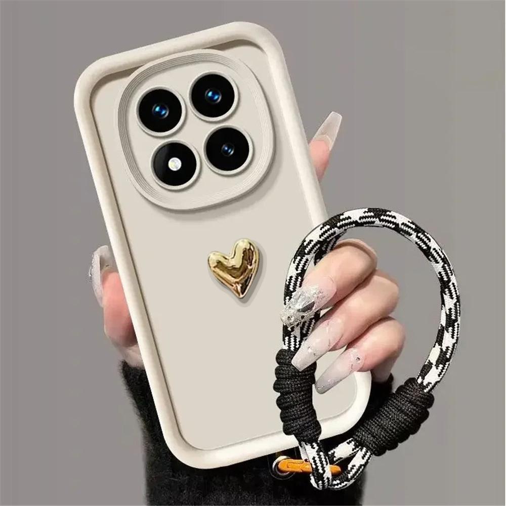 

Redmi Note 15 Pro 5G Case 3D Plating Love Heart Phone Case for Xiaomi Redmi Note 15 Pro Plus 5G 15 15C 4G Lanyard Bracelet Cover Redmi 15C 4G (171)