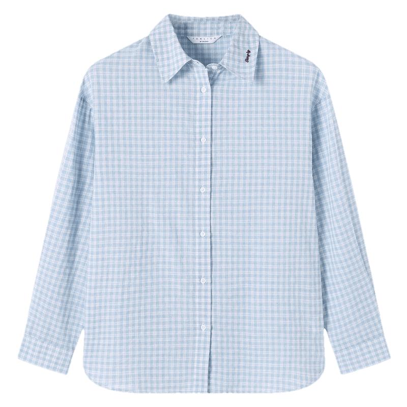 TonLion Women s 2026 Spring Plaid Long Sleeve Shirt XL