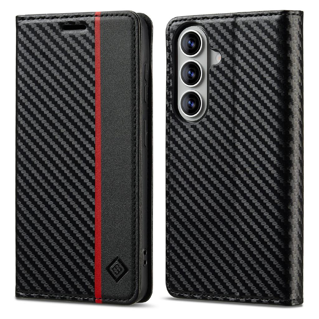 LC.IMEEKE For Samsung Galaxy A57 5G Wallet Case Carbon Fiber Texture Leather Phone Cover