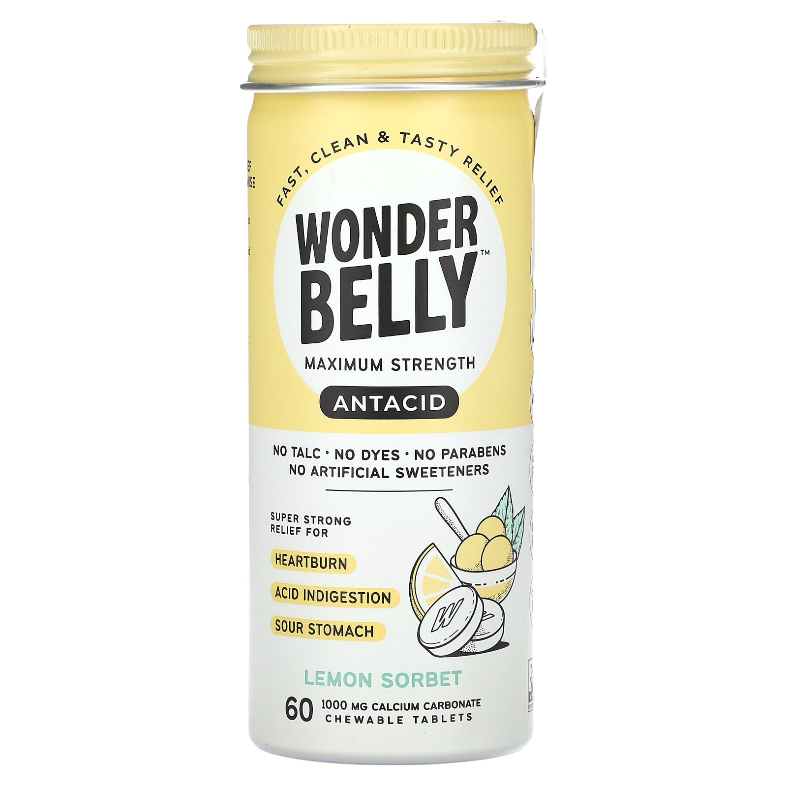 

Antacid, Lemon Sherbet, Chewable Tablets 60 Tablets (1,000Mg per Tablet)