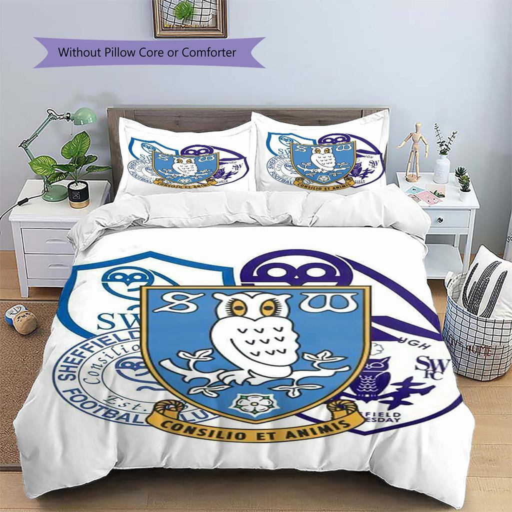 Sheffield Wednesday Football Club Pattern Bedding,Quilt Set Quilt Cover Pillowcase Home Birthday Gift (1 * duvet cover + 2 * pillowcase, without core)