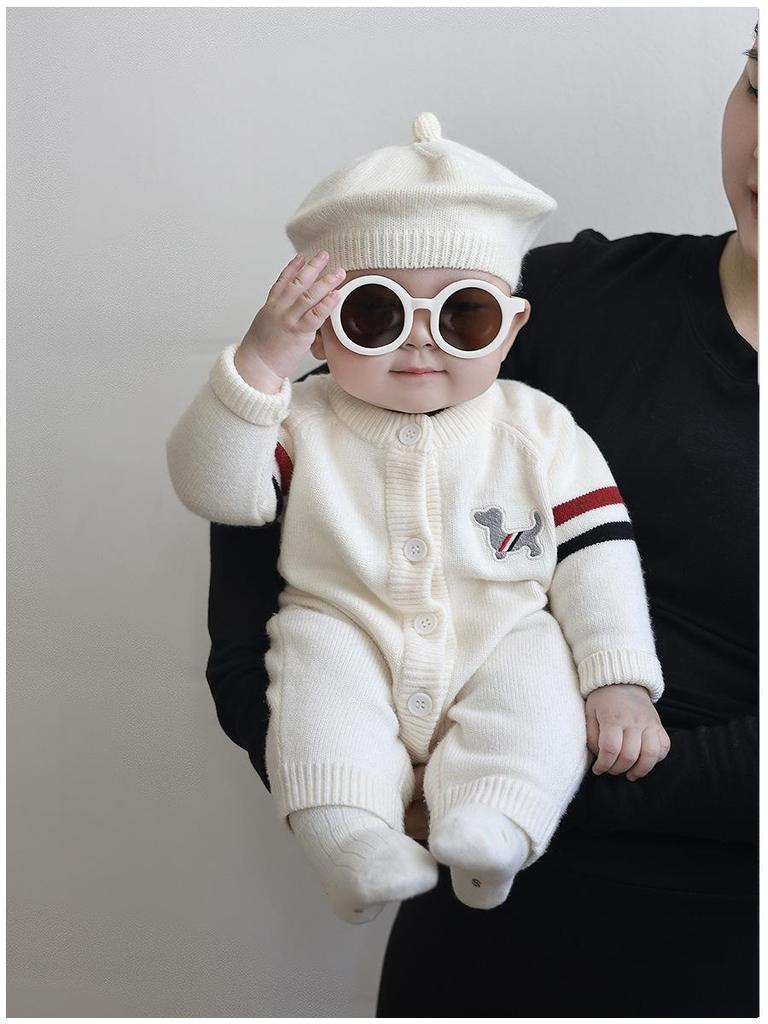 Autumn/Winter Newborn Boys Knitted Jumpsuit: Outdoor & Crawling Wear
