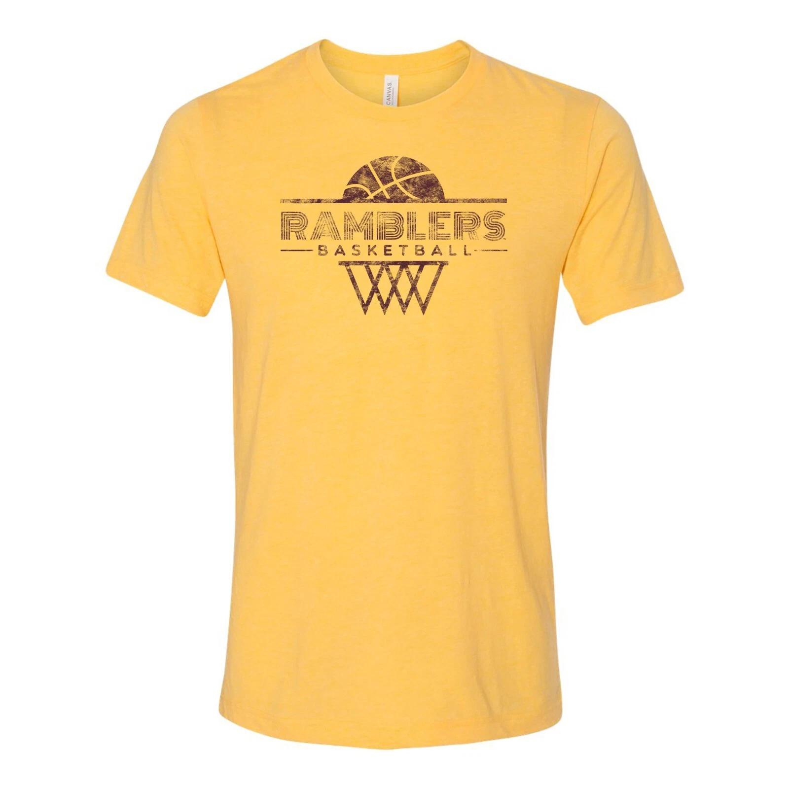 Loyola Chicago Ramblers Oblique Basketball Hoop Triblend Shirt - Heather Yellow S