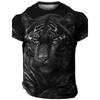 Flame Animal Pattern 3D Printing Fashion Men's Outdoor Sports Short Sleeve T-shirt Plus Size Men's Shirt Casual Personality Tren