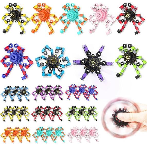 Transformable Fidget Spinners,Funny Stress Relief Sensory Fidget Toys,Deformable Chain DIY Robot Fingertip Gyros Toys Birthday Party Favors Easter