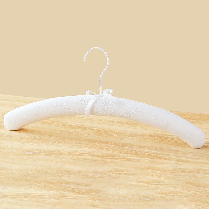 1Pc Wedding Clothes Hanger Photo Props Storage Full Dress Fabric Creative Embroidery Pattern Bow Ribbon