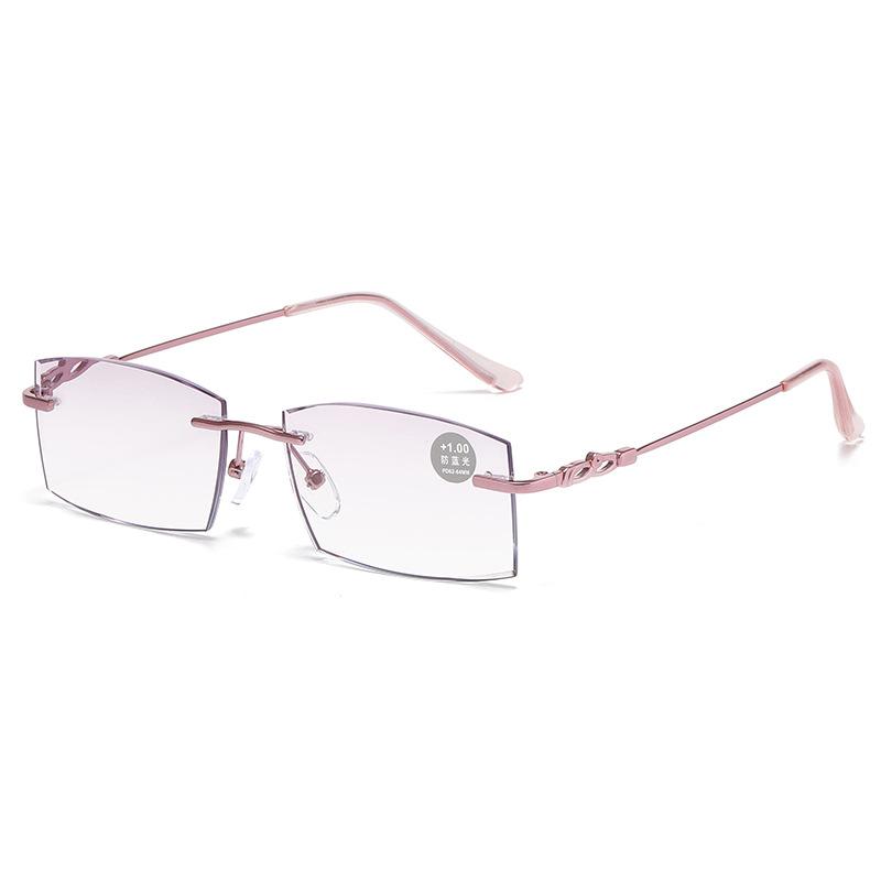 

Women Reading Glasses Elegant Rimless Diamond Cutting Frame Anti Blue Light Eyeglasses Prescription Eyewear Diopter +1.0 To +4.0 +4.0